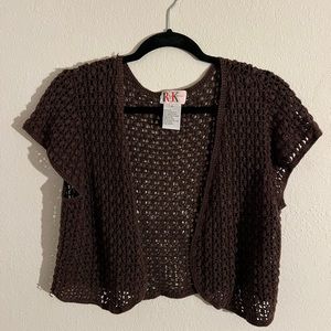Lovely, brown crochet sort sleeve cover up.